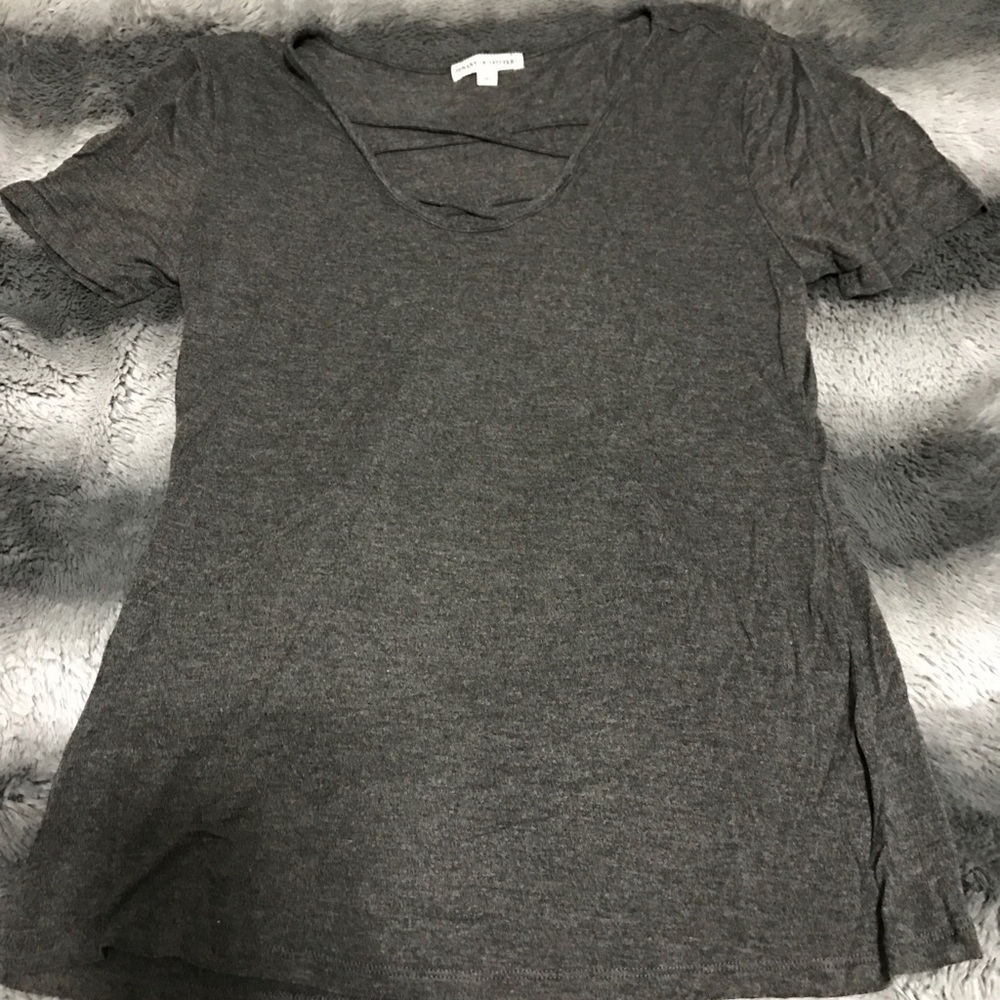 Grey Criss Cross Neck Top